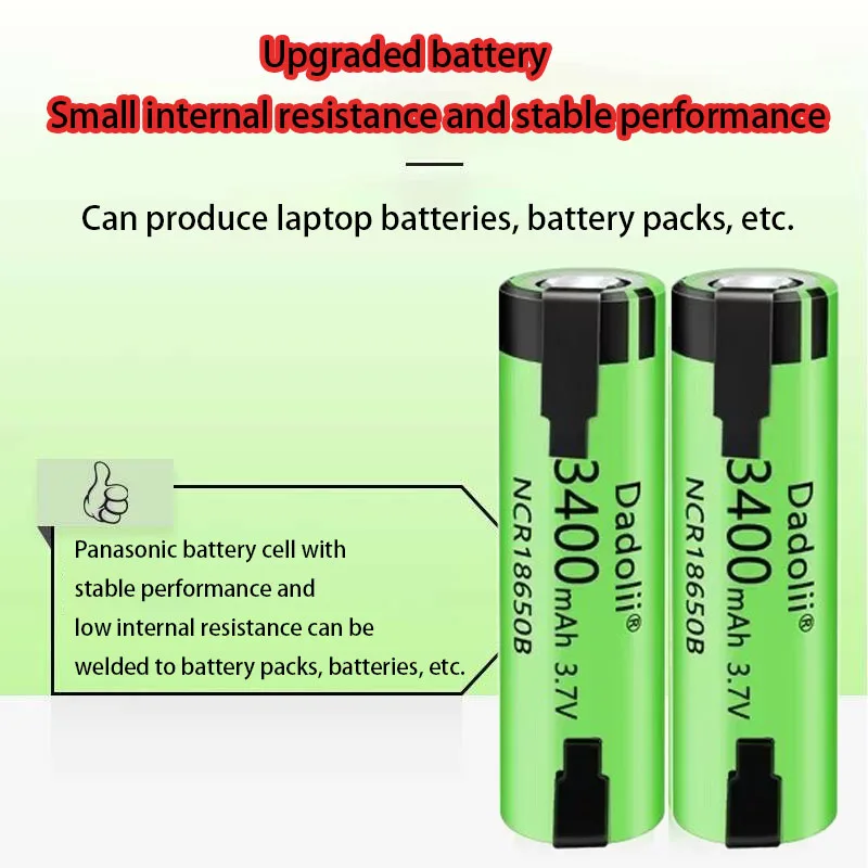 100% brand new and original high quality 18650 lithium ionrechargeable battery 3.7 V 3400 mAh NCR18650B flashlight battery