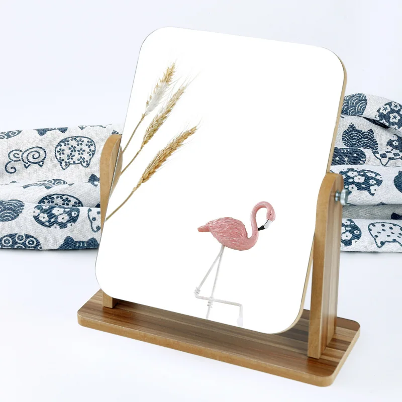 Criativo de madeira hd espelho de maquiagem elegante e minimalista dobrável desktop beleza espelho de vaidade casa decoração do quarto espelho de vaidade
