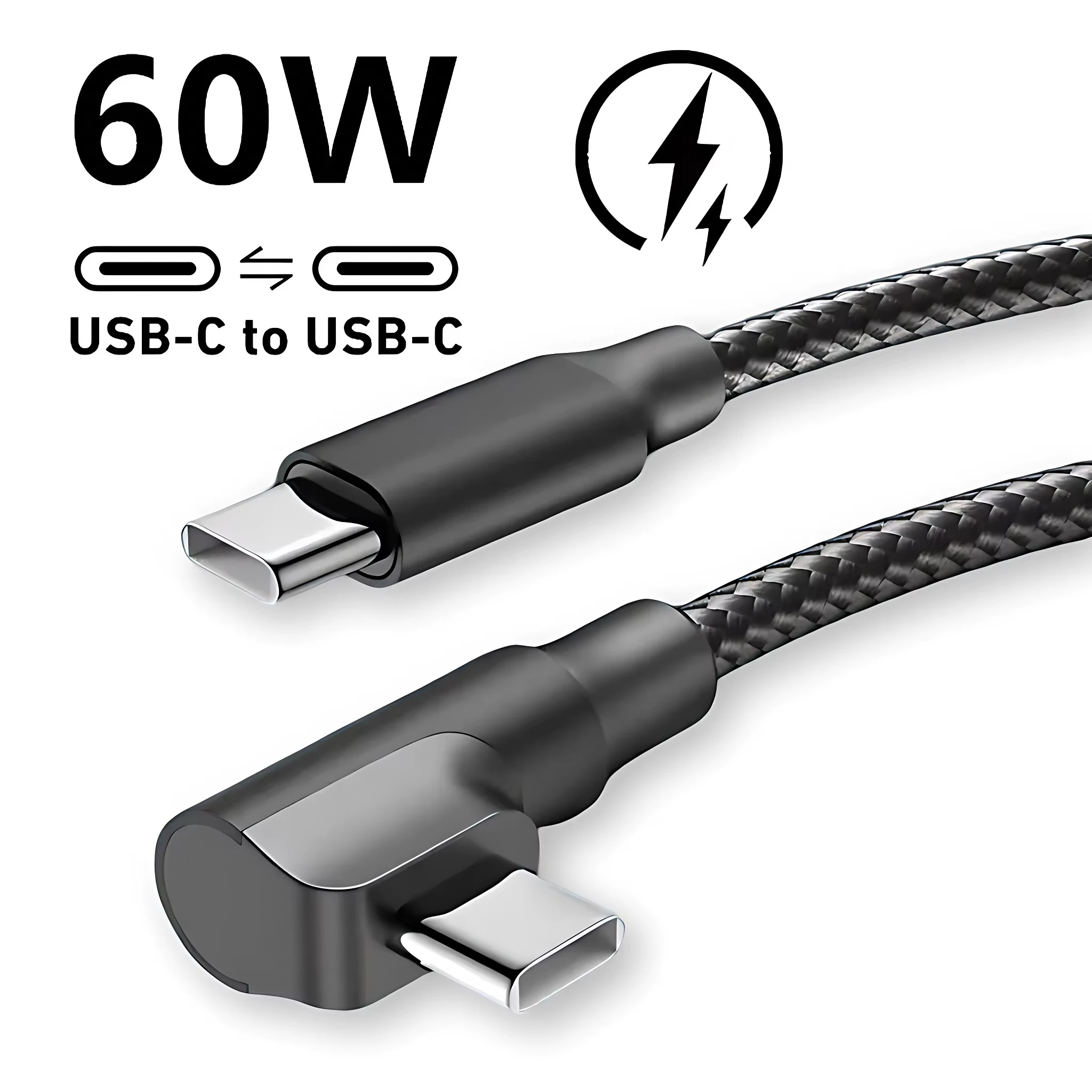 

90° Elbow USB C Type C Fast Charging Cable for iPhone 17 16 15 Pro Max Samsung S25 S24 Xiaomi Redmi POCO OnePlus Oppo Vivo