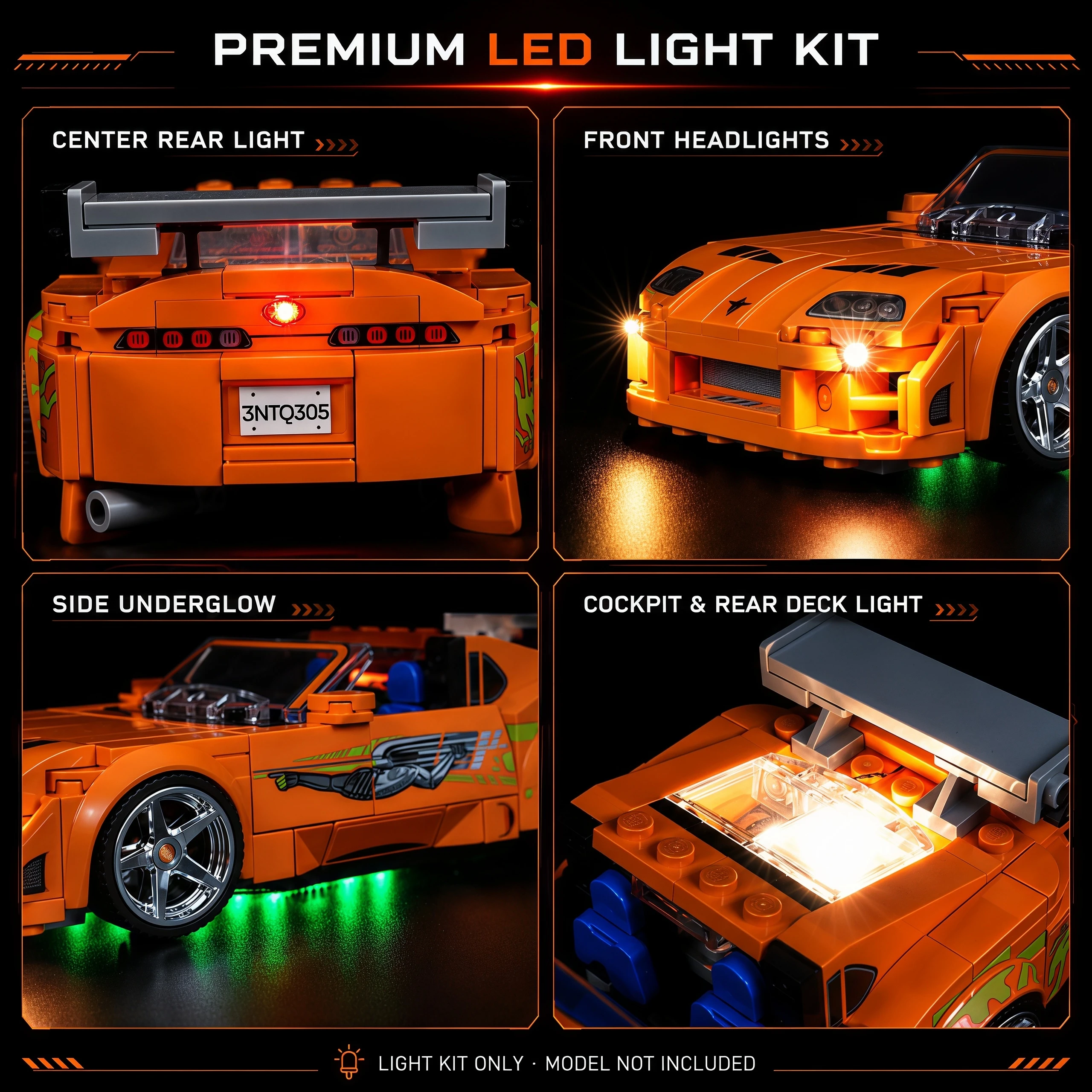 MAXCXT LED Light Set For LEGO 77260 The Fast and The Furious Toyota Supra MK4 DIY Decorative Lamp With Battery Box view 4