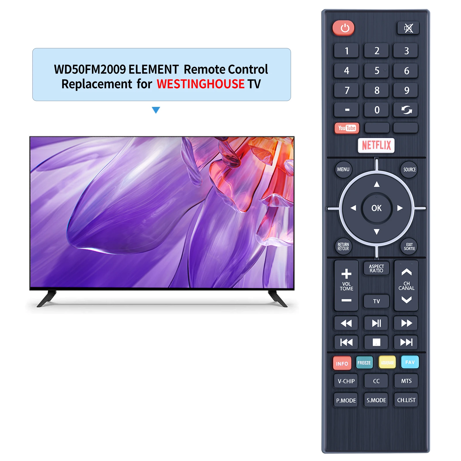 New Remote Control For Westinghouse element Pantalla 50