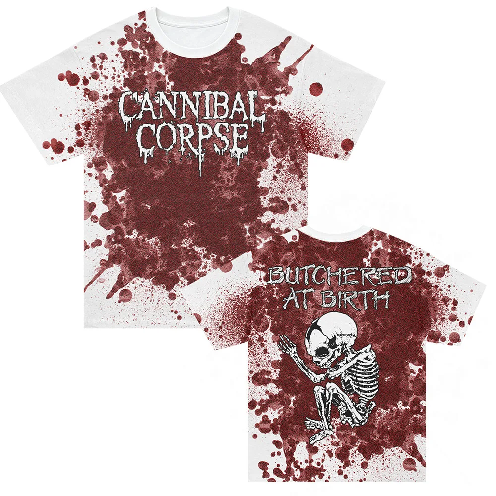 Butchered Bloody Mess T-Shirt Cannibal Corpse Heavy Mental Tshirts Men Women Short Sleeve Tees Gothic Death Metal Streetwear Top