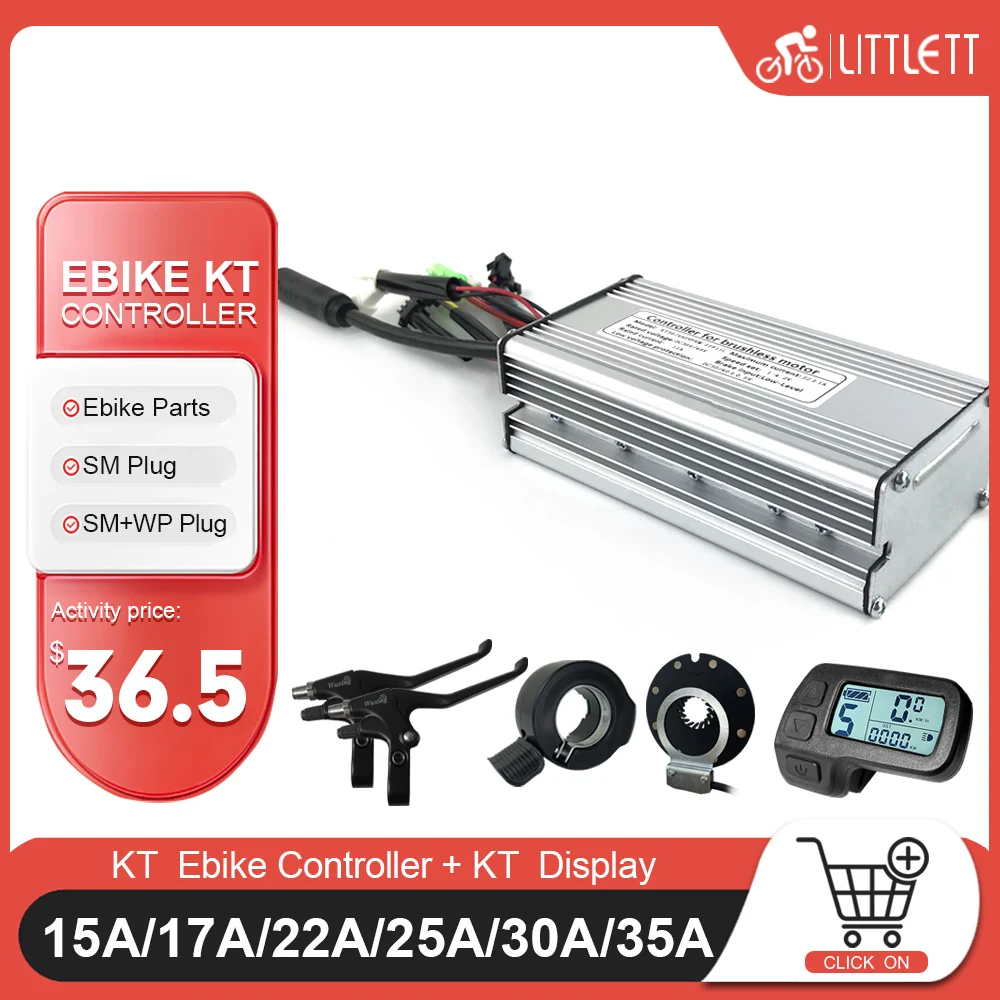 KT Ebike Controller 36V48V 15A/17A/22A/25A/30A/35A With LCD Display 250W-1000W Motor For Electric Bike Conversion Kit Parts