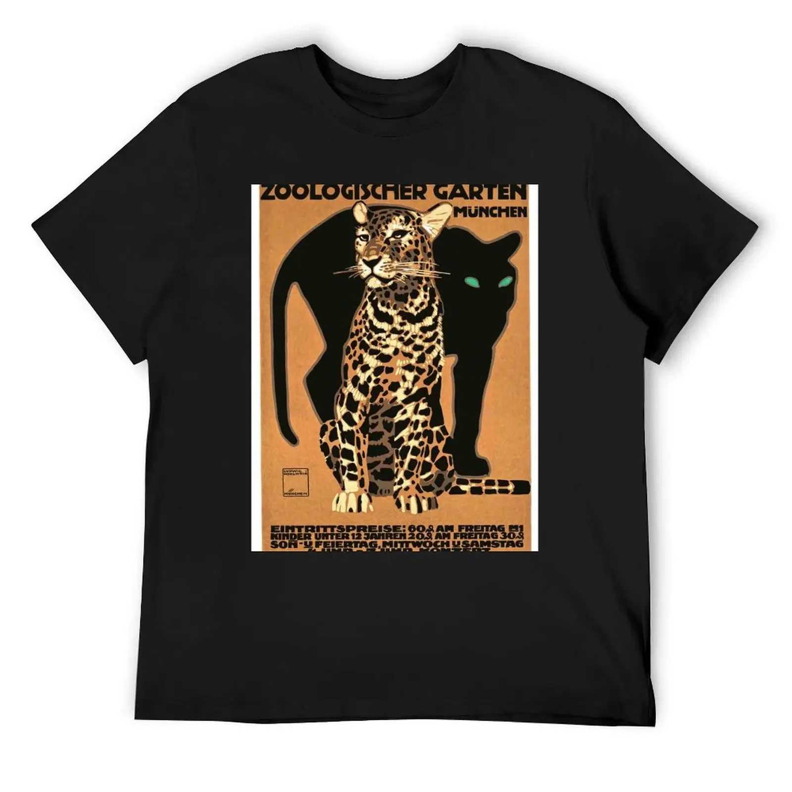 

1912 GERMANY Munich Zoo Leopard And Panther Poster T-Shirt for a boy clothes valentines clothes t shirt for men