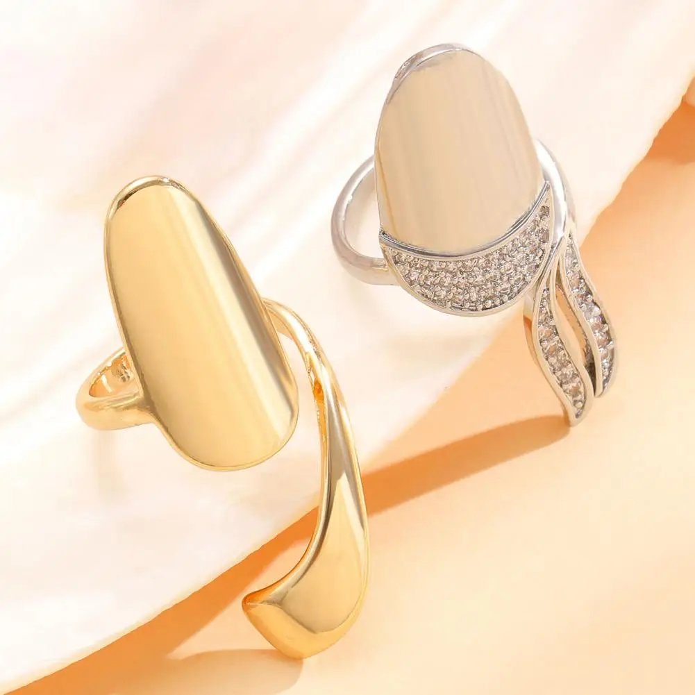 Oxidation-resistant Nail Ring Lightweight Adjustable Nail Ring Mirror Metal Surface Fingertip Jewelry Non-falling Off Cubic