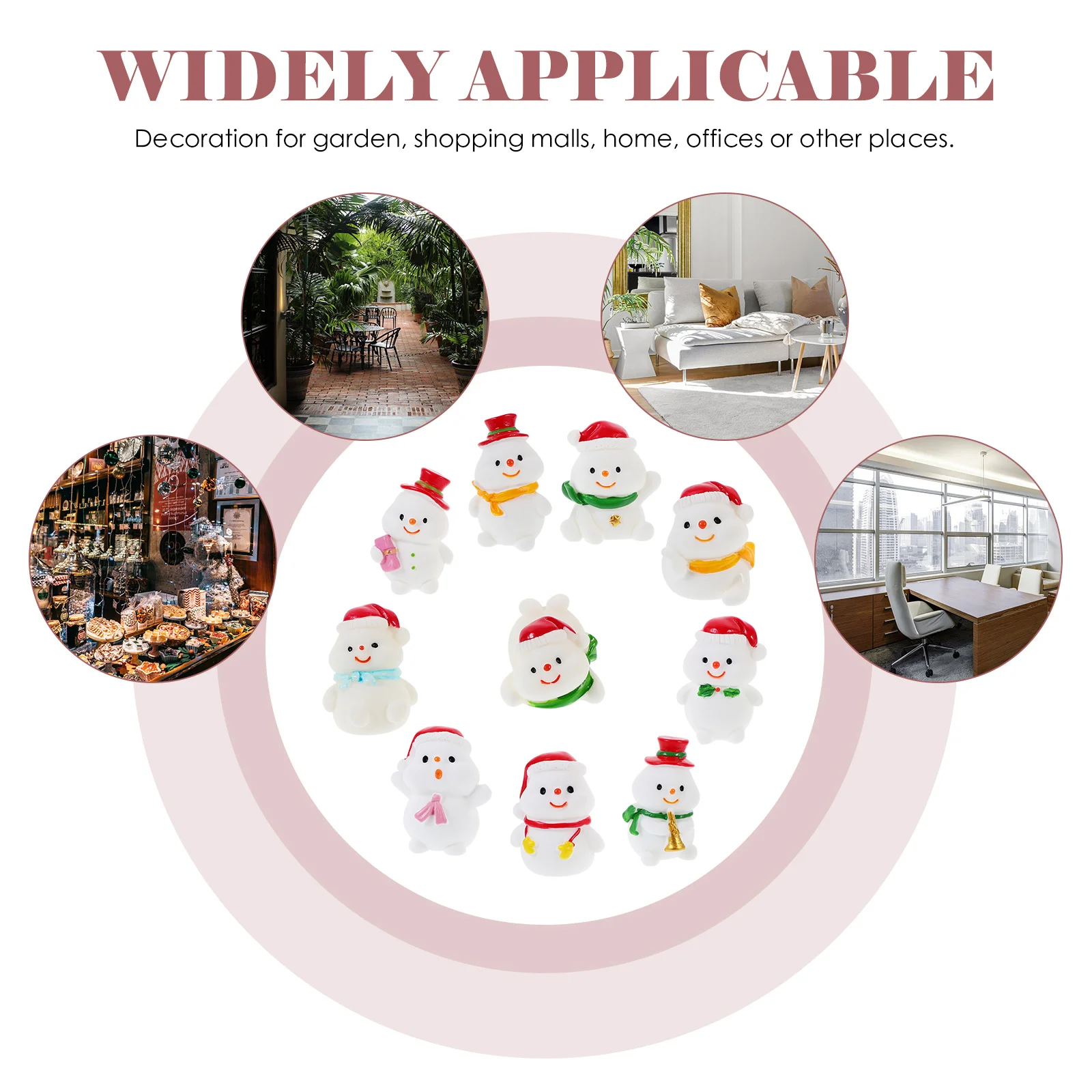 

10Pcs Mini Snowman Ornaments Resin Christmas Decorations Exquisite Detail for Party Supplies Christmas Miniatures