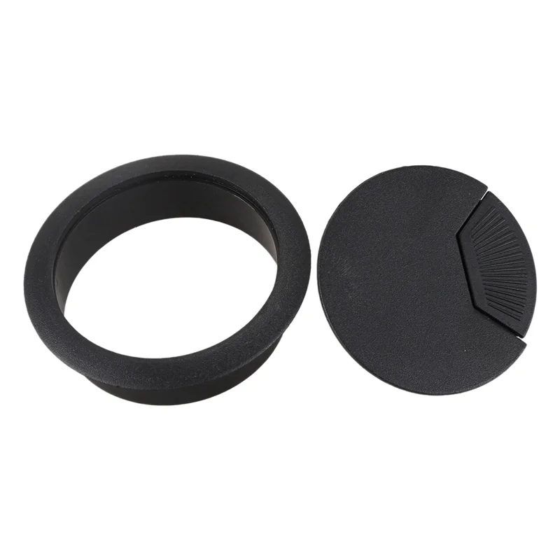 ABRS-8 Pcs 50Mm Diameter Desk Wire Cord Cable Grommets Hole Cover Black