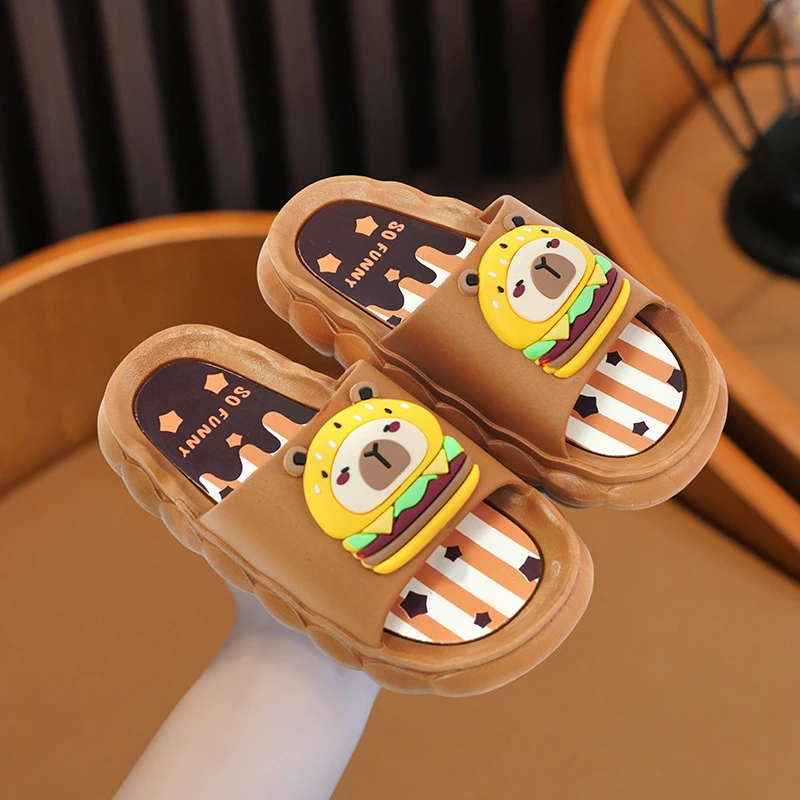 

Summer Cartoon Rabbit Capybara Print Design Women Slippers Flat Sole Couple Men Home Bath Beach Slides Shoes