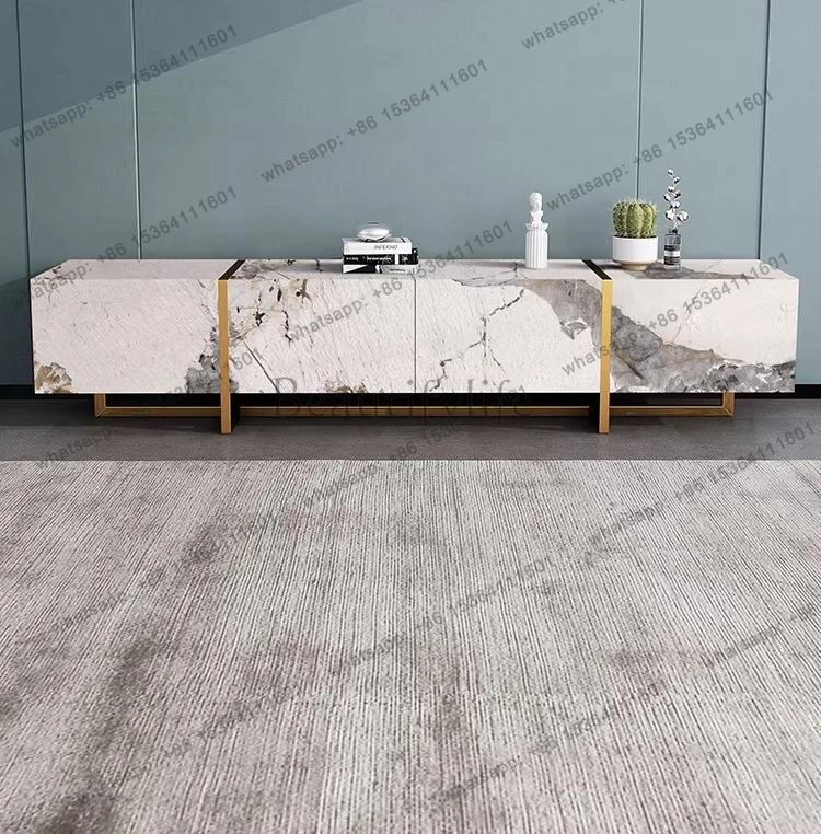 Italian light luxury bright rock panel TV cabinet modern simple small apartment