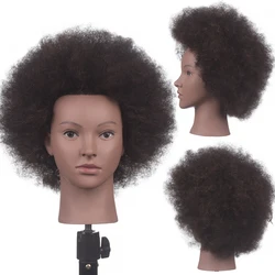 Cabeleireiro Manequim Cabeça, 100% cabelo humano, Afro Training Doll, Penteados, Tingimento Prática