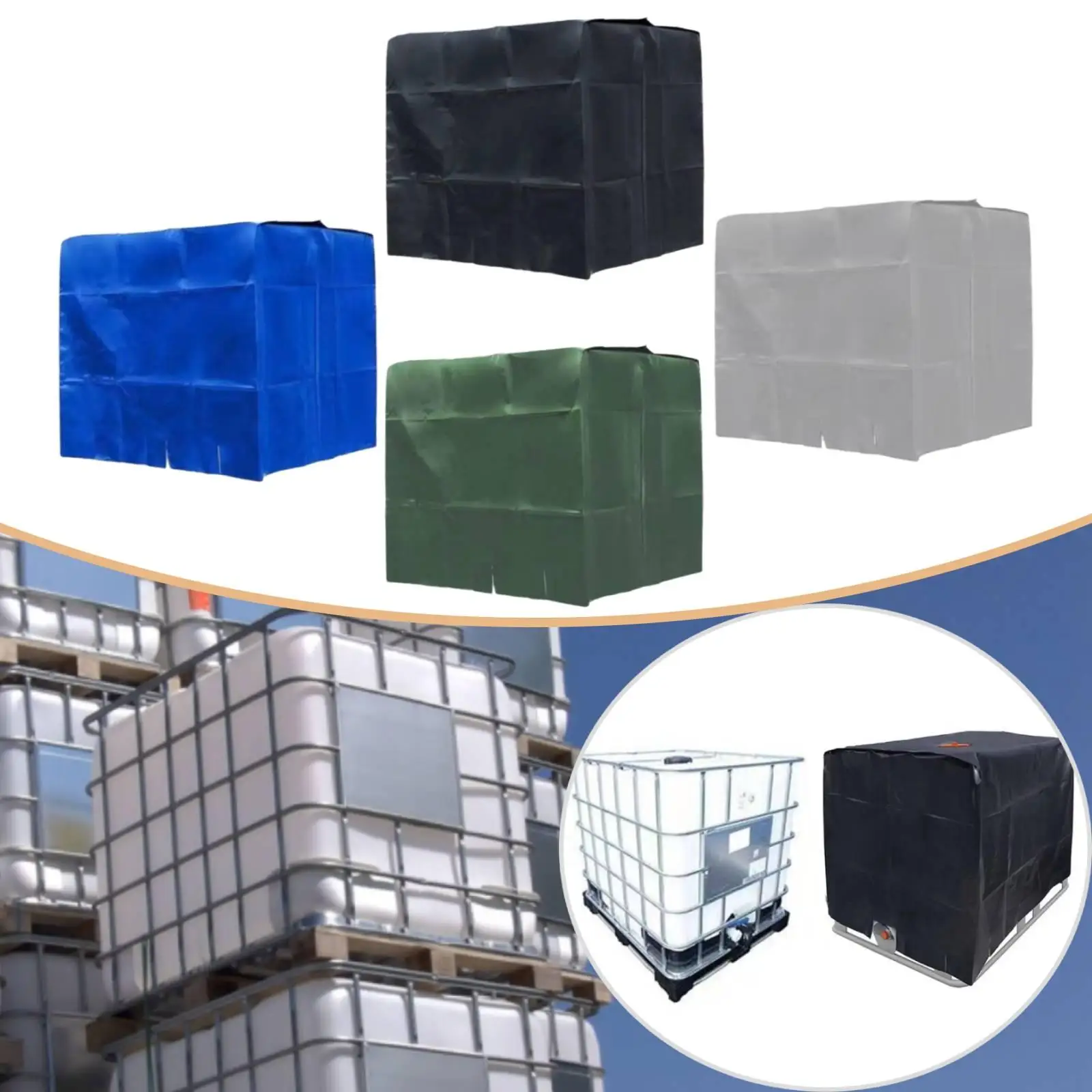 1000L Water Tank Protection Cover Protector Polyester Windproof Sun Protection Lightweight Ton Barrel Cover for Factory