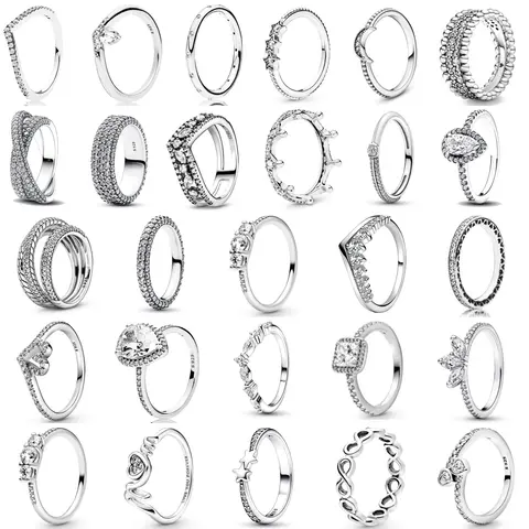 White Series Zirconia Stone Infinite Love Crown Original 925 Sterling Silver Women Finger Rings for Women Silver Luxury Jewelry