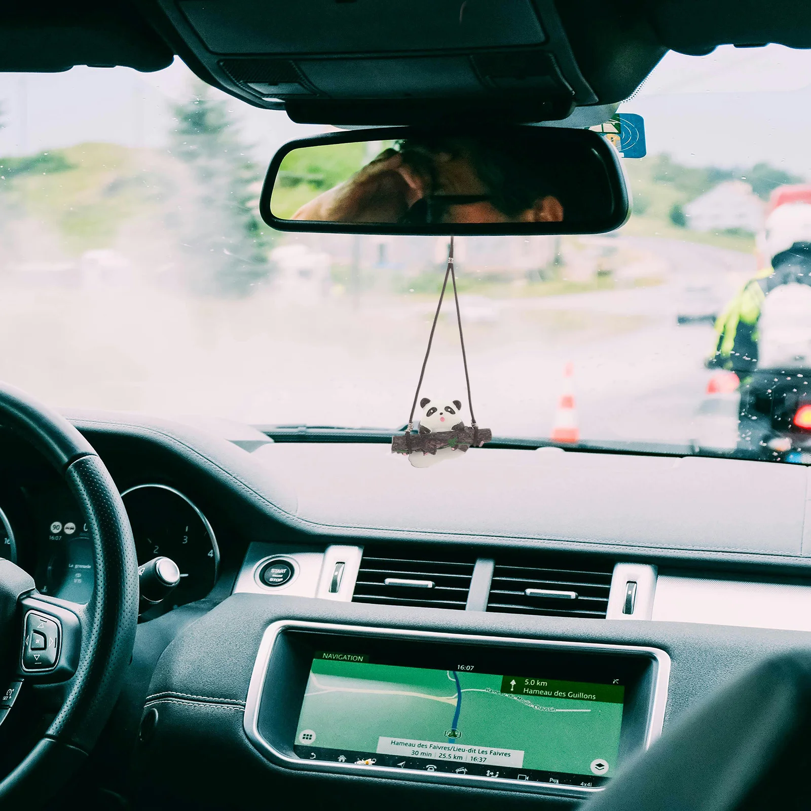 

Car Hanging Pendant Panda Ornament for Rear View Mirror Non Obstructive Design Cute Car Decoration Interior Gift for Drivers