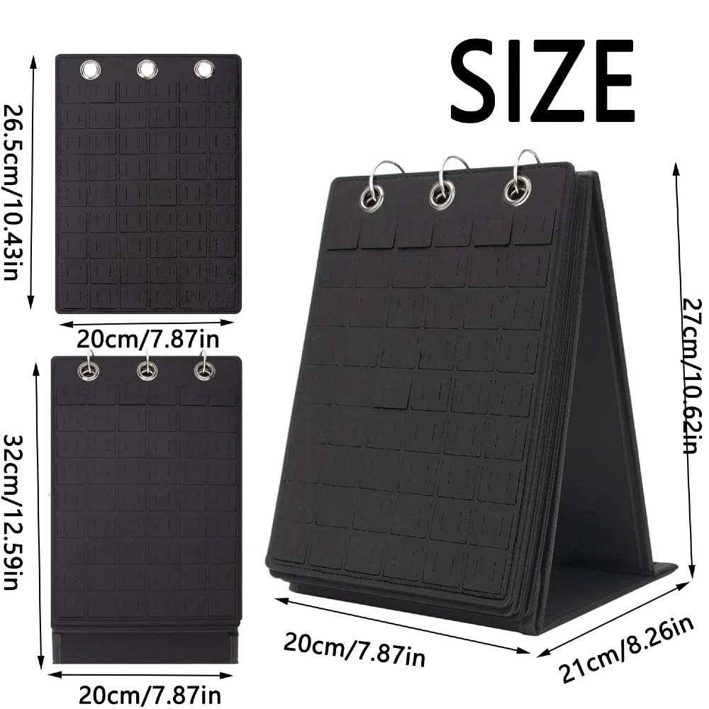 フェルト製ピンディスプレイスタンド、大容量フリップトップバッジディスプレイケース、オーナメント5ページ、シューチャームホルダー、ジュエリーオーガナイザー