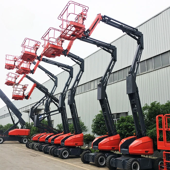 YG Man Basket Platform braccio trainabile elettrico Mobile Spider Boom Lift lavoro aereo in vendita sollevatore a braccio curvo semovente