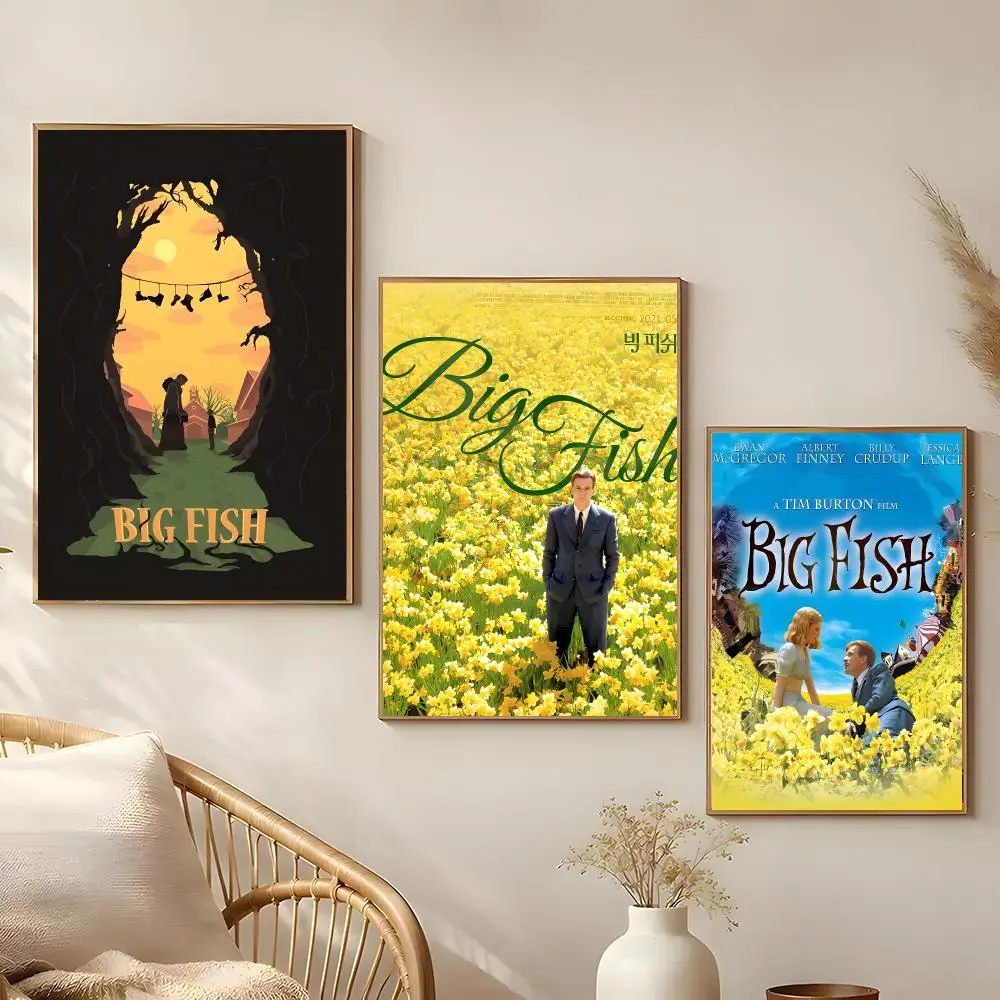 Movie Big Fish Poster Poster Self-adhesive Art Waterproof Paper Sticker Coffee House Bar Room Wall Decor