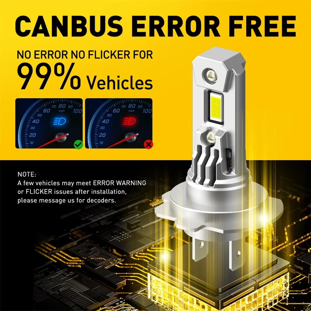 AUXITO 20000LM 100W 2X H4 9003 H7 LED Headlight Bulb Canbus Error Free Hi/Lo Beam 6000K H9 H8 H11 HB2 HB3 HB4 9012 HIR2 Headlamp