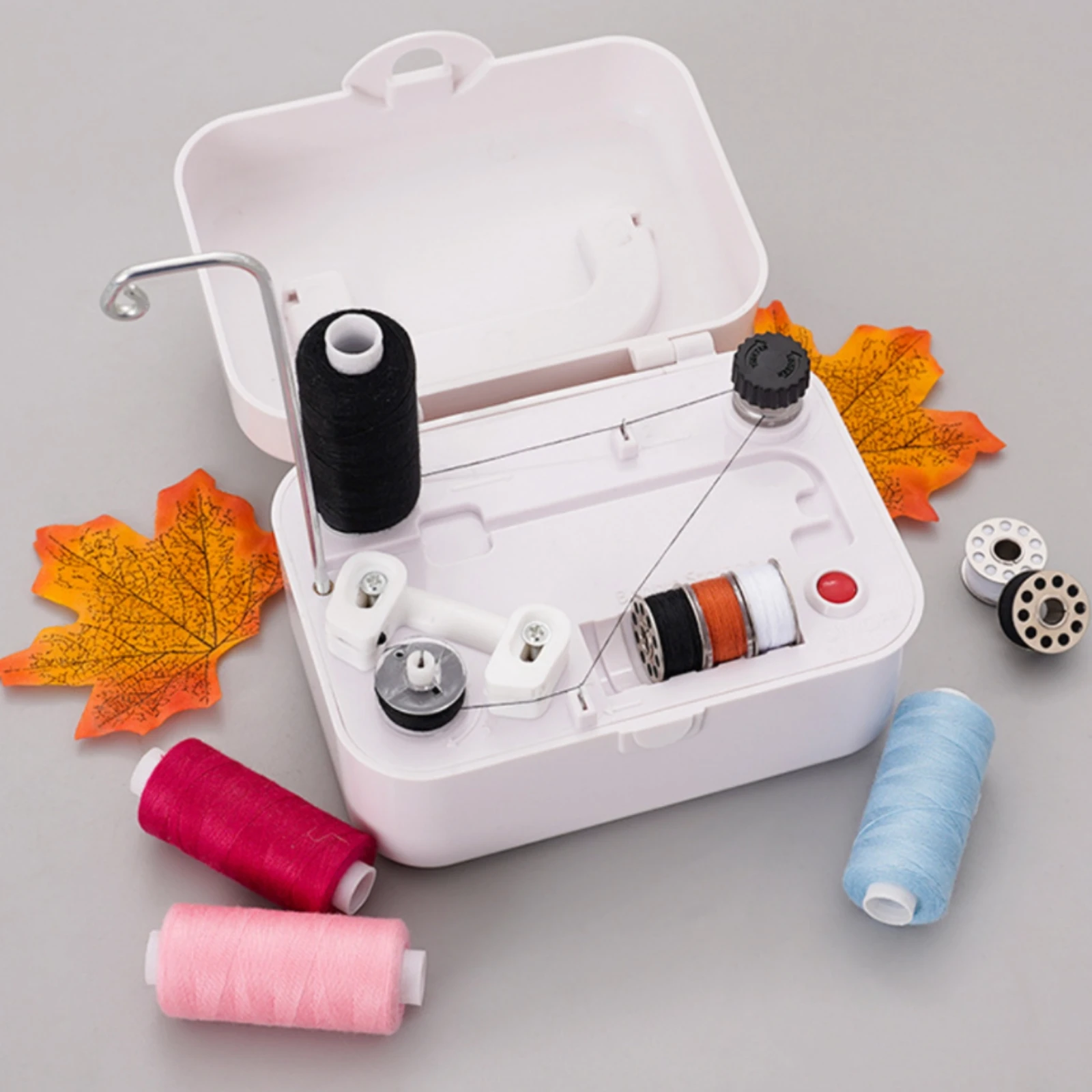 Electric Bobbin Winding Machine Lightweight Portable Bobbin Winder Thread Winding Machine Hinged Cover Sewing Tool Spool Holder