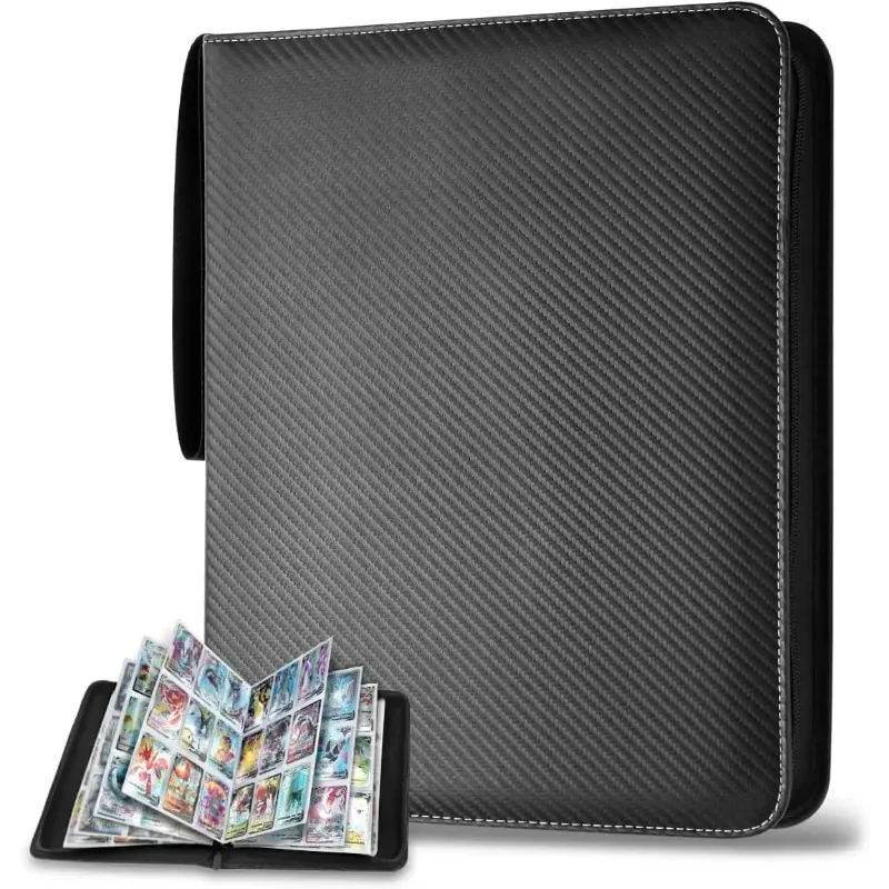 900 Pockets Card Binder Sleeves with Zipper, Double Sided Pockets Card Holder Carry Cards' Case for TCG CCG Card Storage(Black)