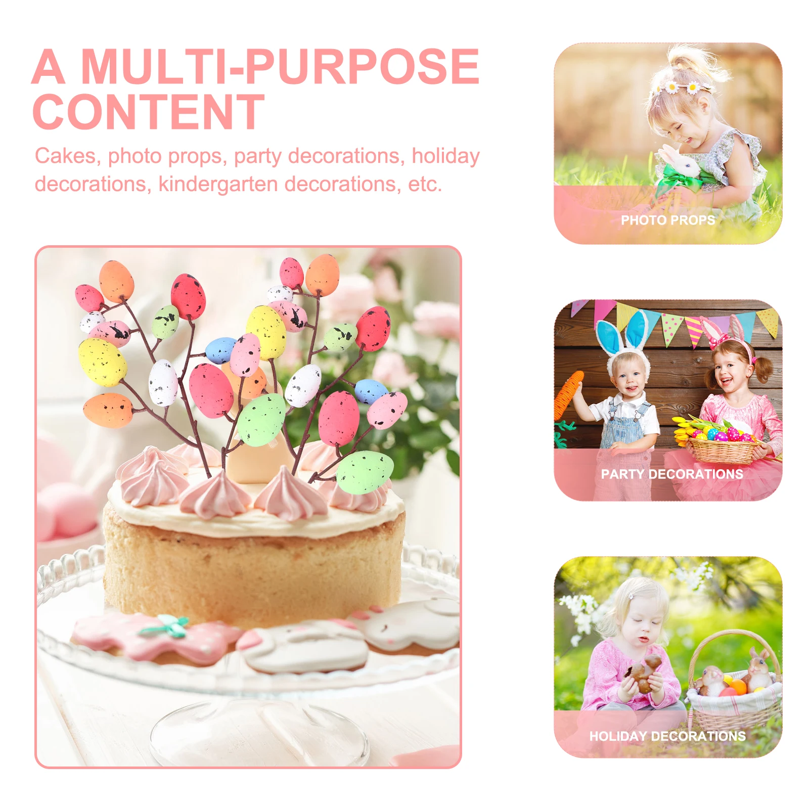 2 Peças de Ovos de Páscoa Coloridos Simulados para Decoração de Festa de Páscoa, Arranjo Floral e Materiais para Artesanato DIY