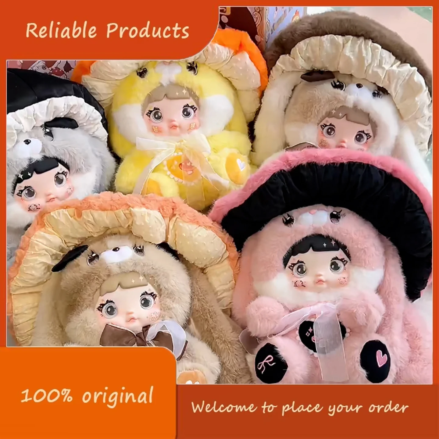 

Nommi Large 400% Plush Toy Mushroom Hat Blind Box Cute Girl Birthday Gift Soft Cuddly Stuffed Dolls with Adorable Mushroom Tops