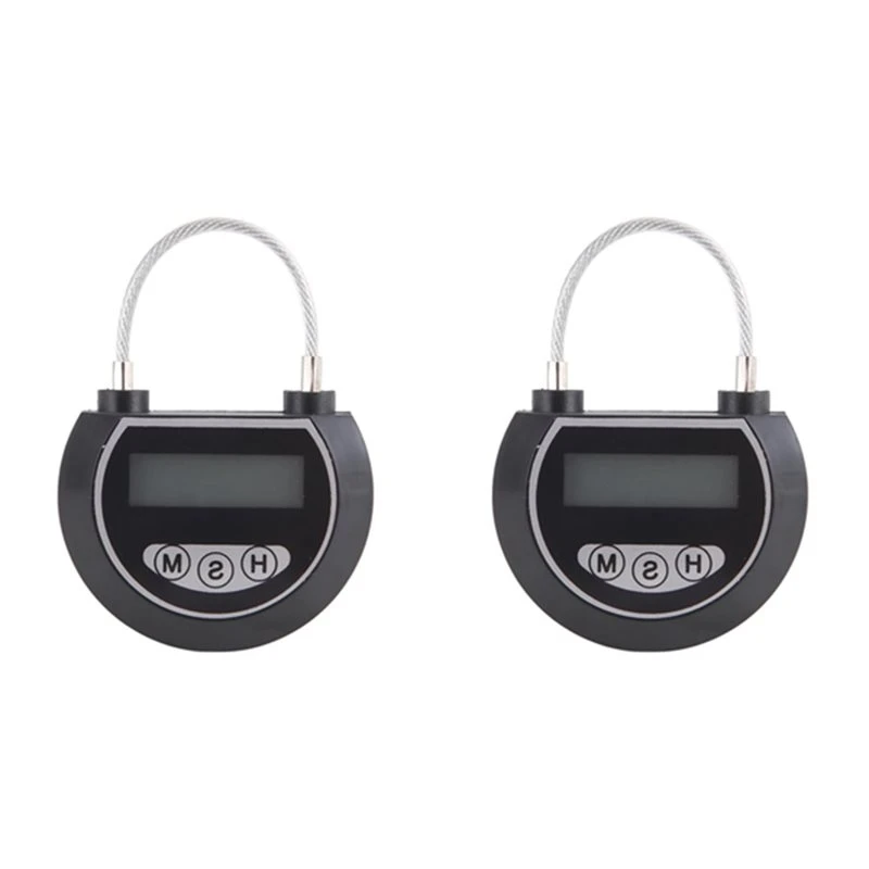2PCS Electronic Time Lock Timer Lock Container Multi Function Time Lock Bin For Toys Black
