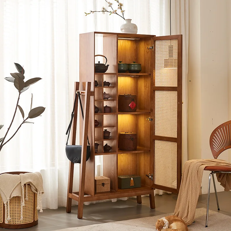 Tea room rattan solid wood furniture Bogu frame tea cup tea set storage cabinet Duobao Pavilion display cabinet display cabinet