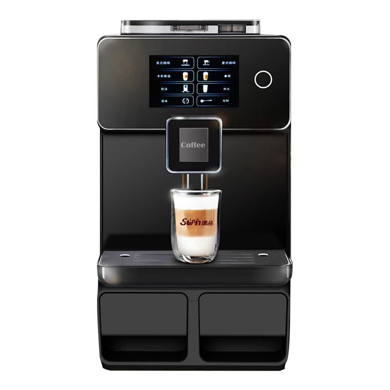 A10S Freshly Ground Coffee Machine Commercial Use Bean to Cup Coffee Machine Touch Screen 19 Bar Espresso Coffee Machine