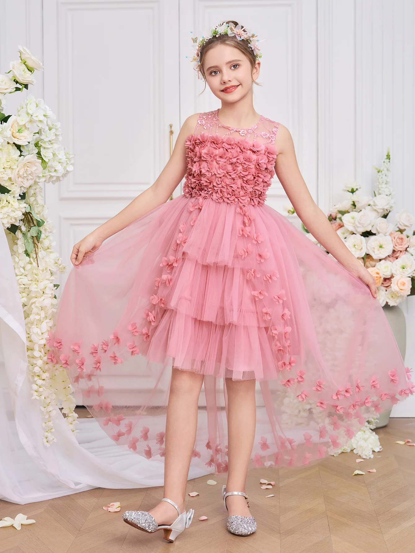 Summer Pink Flower Party Girls - Summer Clothing Teen Girls 评论和价格
