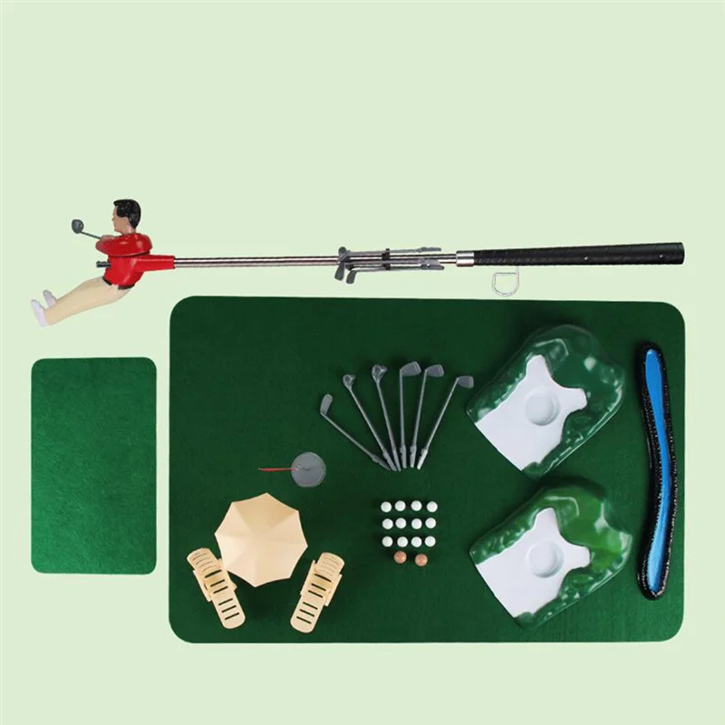 Conjunto de mini jogo de golfe interno, kit de clube de golfe vermelho para crianças, educacional pai-filho