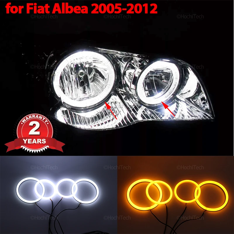 

Turn Signal Switchback White Yellow Halo Ring Angel Eyes Cotton LED Light Rings for Fiat Albea 2005-2012 Car-styling Accessories