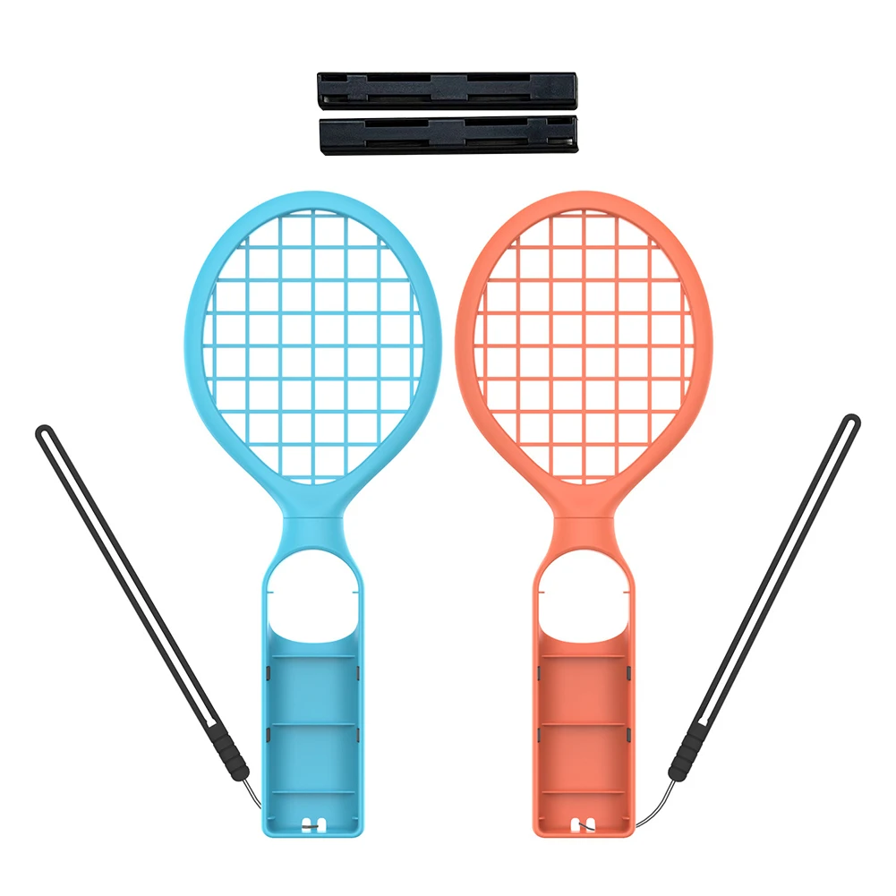 Wireless Tennis Racket with Smart Features for Nintendo Switch OLED and Switch 2 Blue Orange Color ABS Material