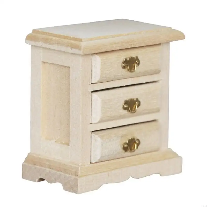 

1/12 Miniature Bedside Table Paintable Wooden Dollhouses Accessory Decoration L8RB