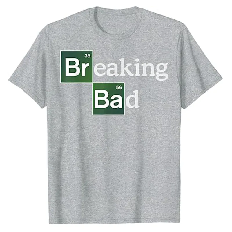 Breaking Bad Periodic Square T-Shirt  I Am The One Who Knocks Blue Hue Portrait Tee Funny Heisenberg Desert Horizon Outline Tops