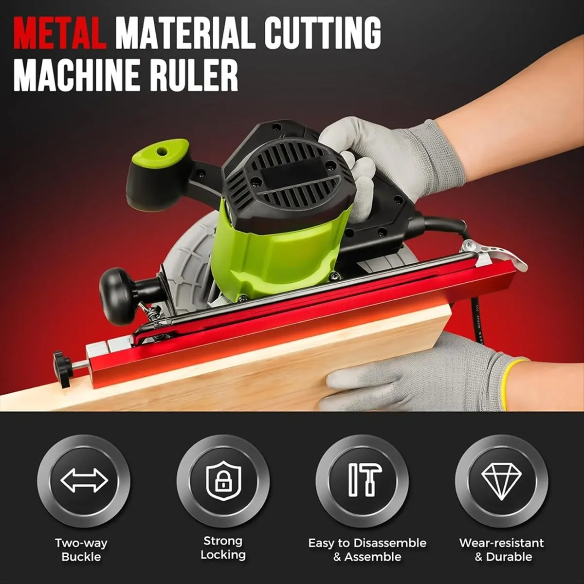 AT16 Circular Saw Guide Rail - 360mm Alloy Fence Attachment with Dual Lock, for Parallel Straight Cuts and Wood Trimming