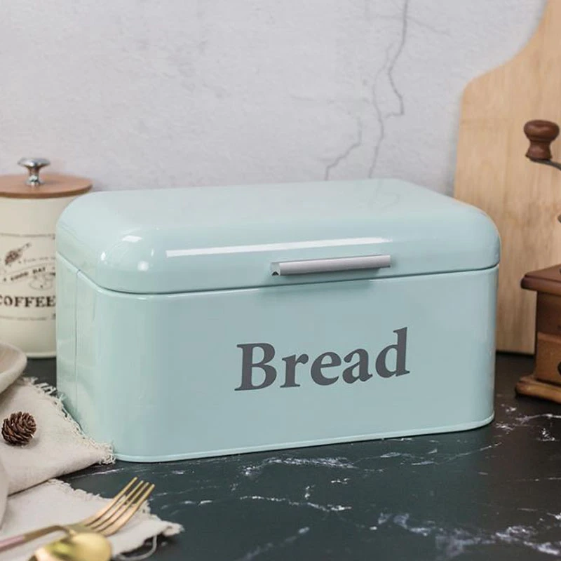 

Vintage Bread Box Cupboard Iron Snack Desktop Dust-Proof Storage Bin Keeper Kitchen Shelf Decor Food Organizer