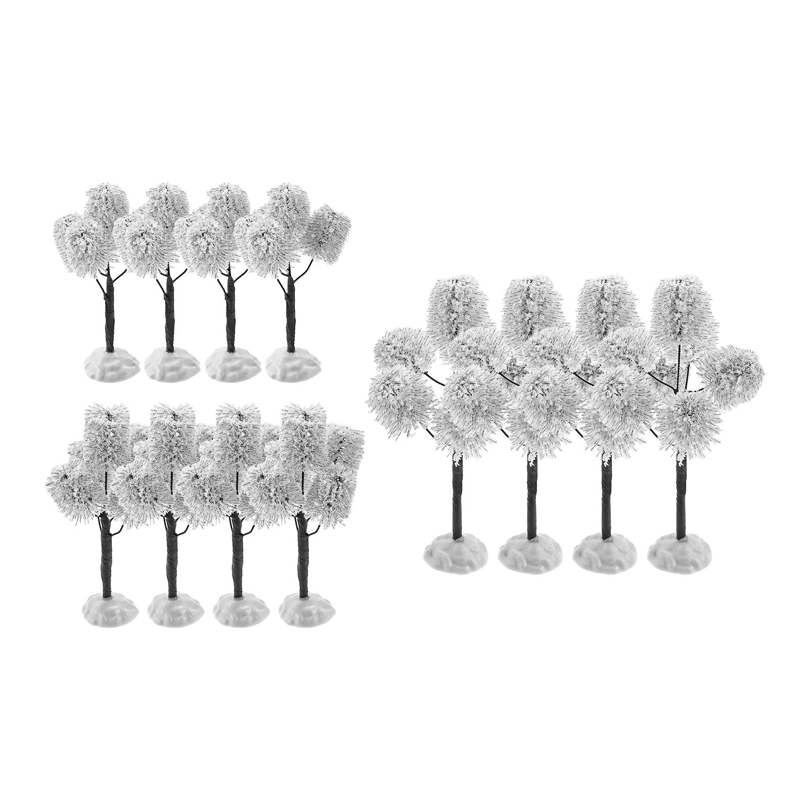 12pc Christmas Tabletop Trees Halloween Village Trees Winter Snow Model Frost Trees Christmas Tree Displays for Miniature Scenes
