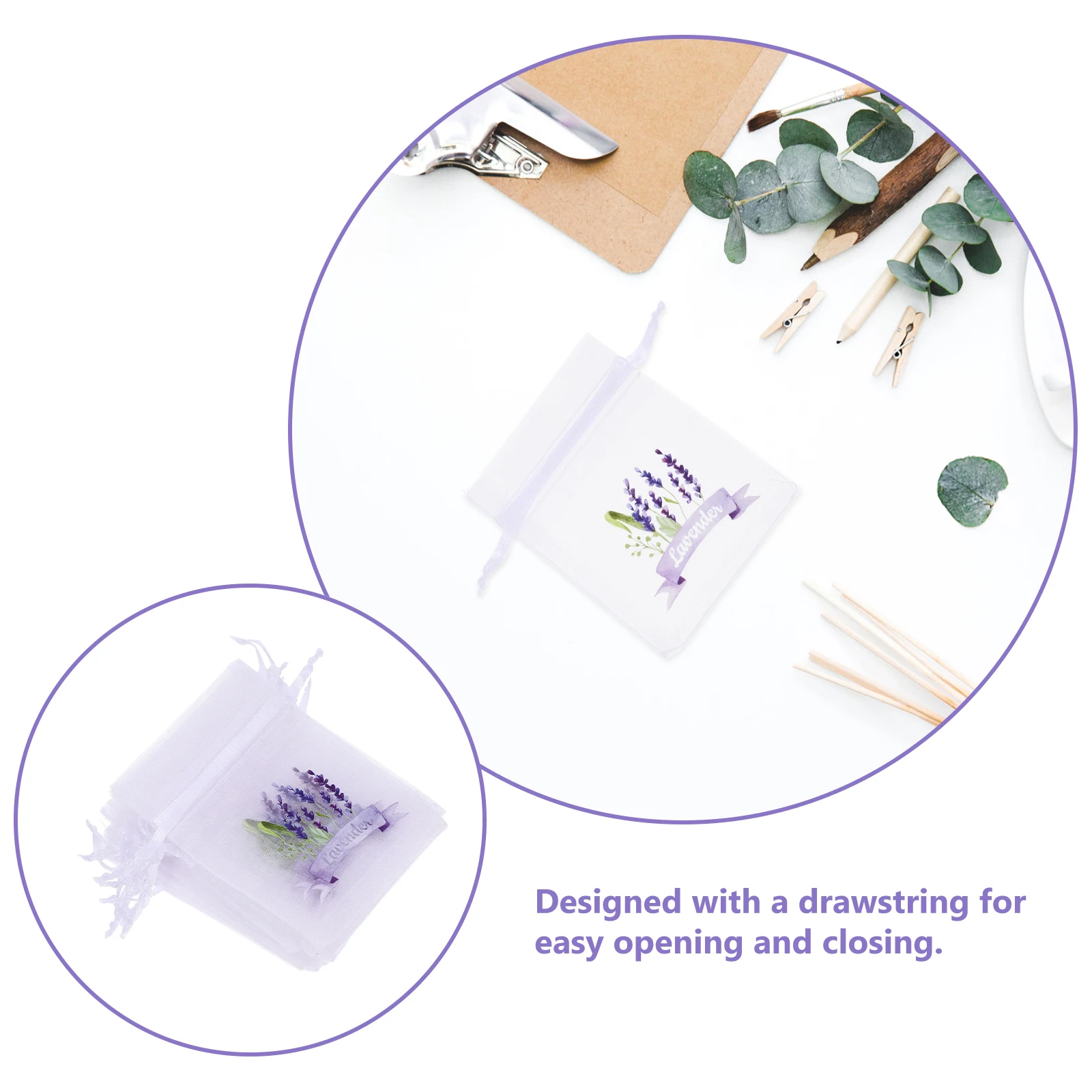 20 قطعة من أكياس اللافندر المزخرفة على شكل زهور مجففة، أكياس فارغة وواضحة للحفلات #6