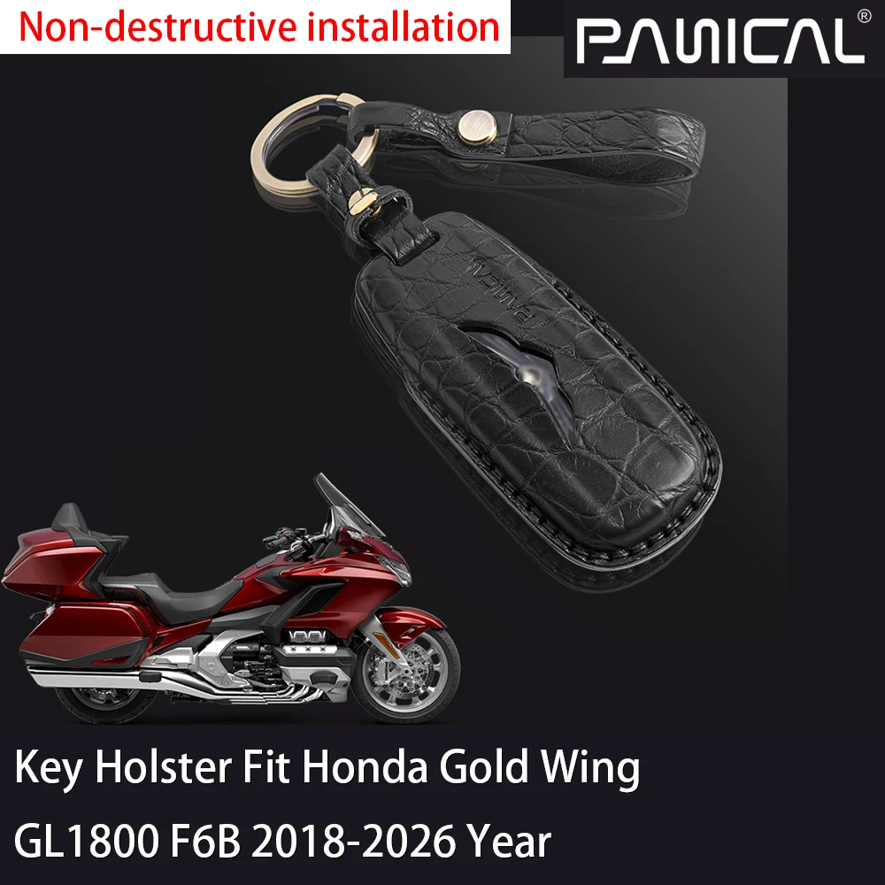 Fit for Honda GL1800 GoldWing 1800 Tour 2018-2026 Motorcycle Smart Key Leather Cover KeyFob Case Keychain Panical