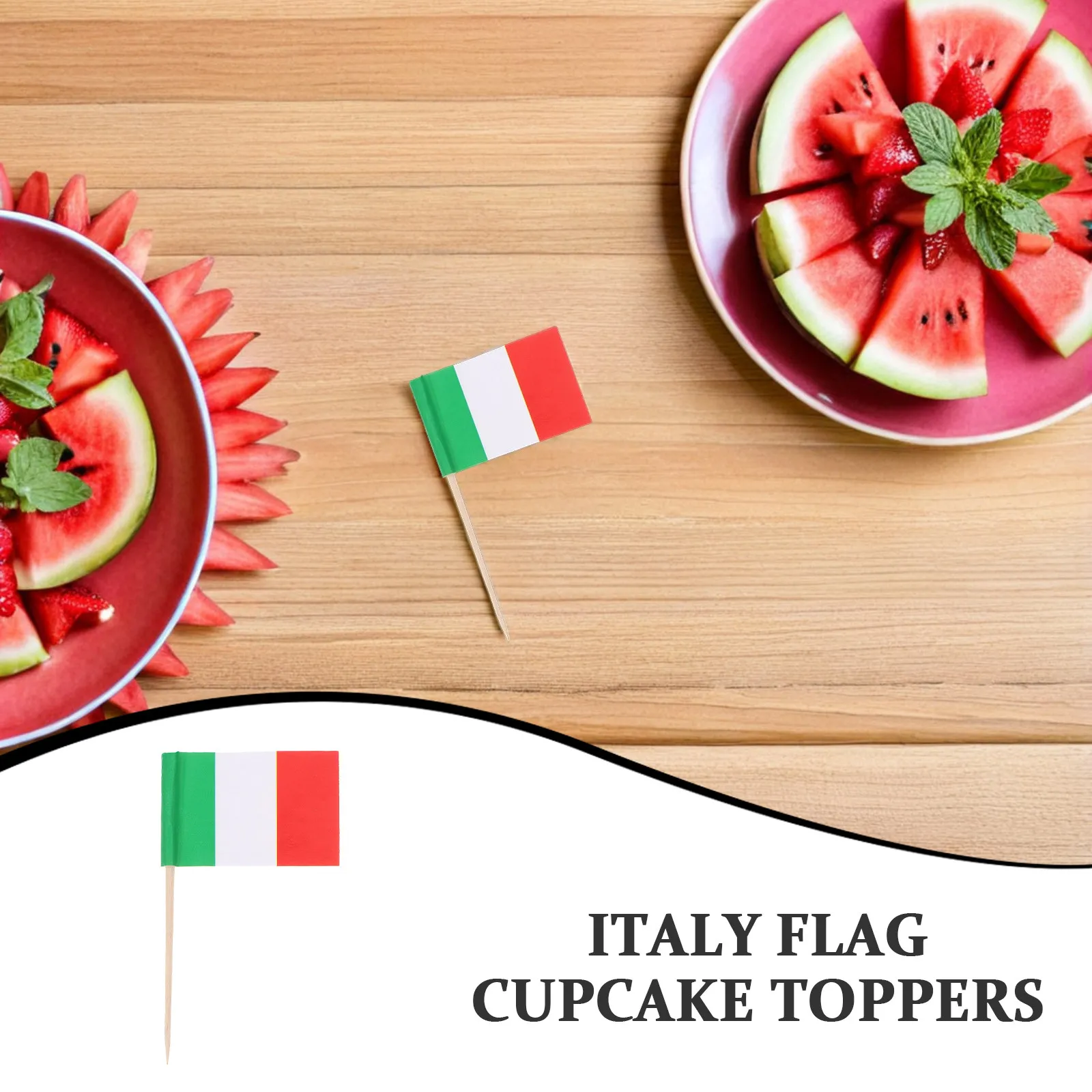 500Pcs Italian Flag Toothpick Flags Mini Wood Country Picks for Italy Theme Parties Cake Toppers Cocktail Garnish National Day