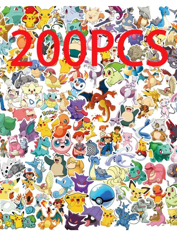 50/100/200pcs Pokemon Anime Stickers Pikachu Kawaii Sticker Laptop Suitcase Skateboard Guitar Phone Cartoon Kid Gift Toys