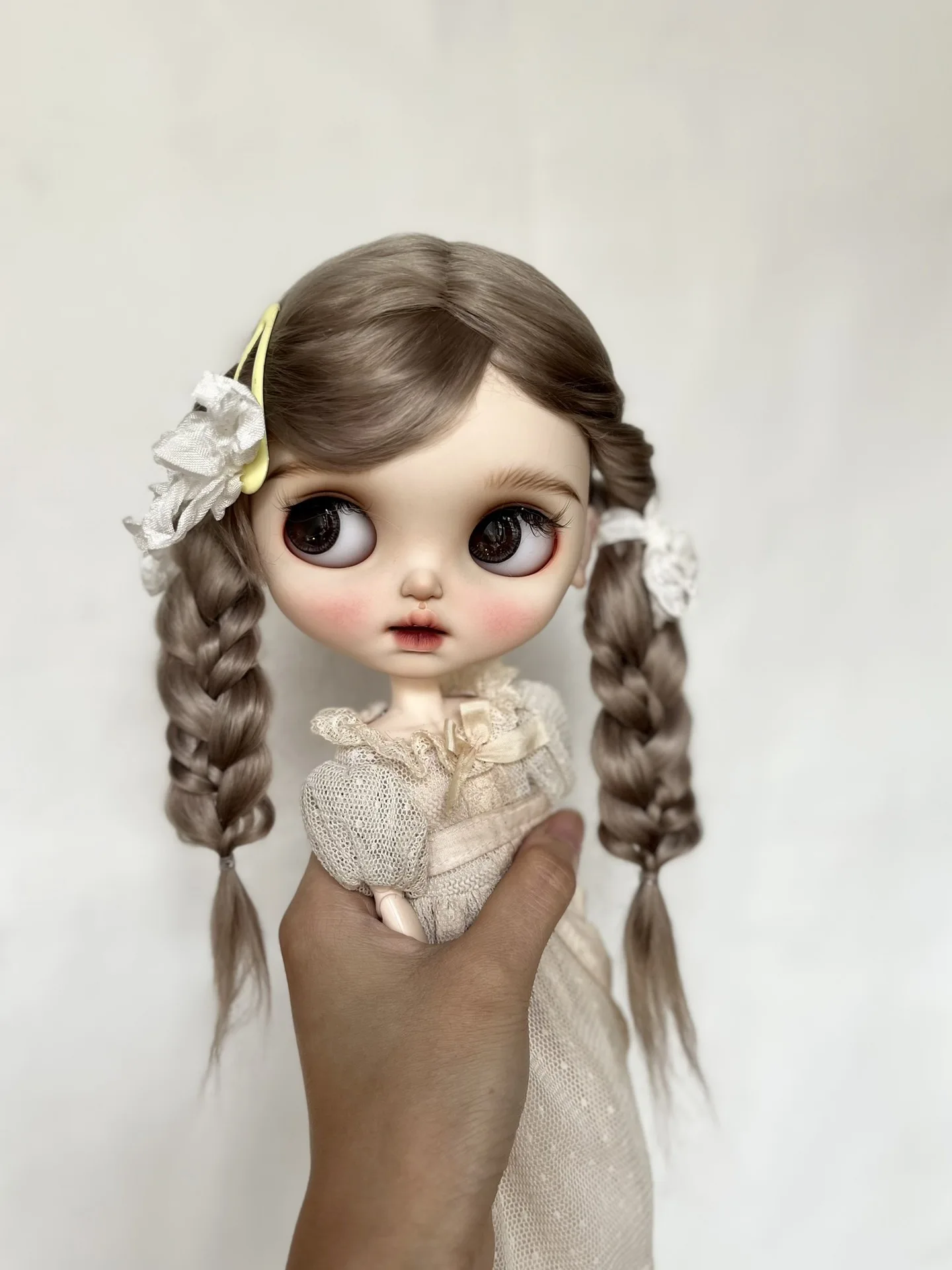 (Especialmente personalizado, período de construção 2 meses) Perucas de boneca Dula para Costuras duras de mohair natural Blythe Qbaby