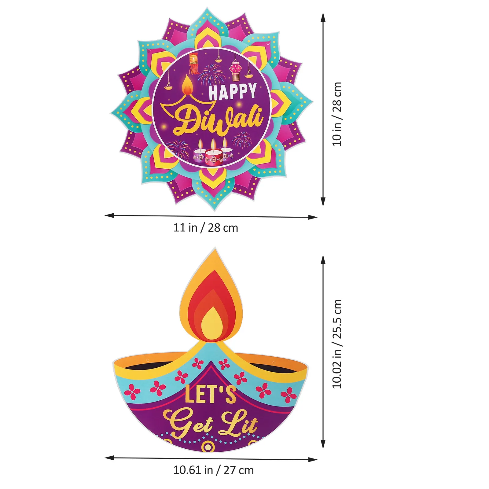 10Pcs Door Hanging Decor Diwali Festival Paper Signs for Front Door Wall Indoor Outdoor Party Decoration Indian Festival