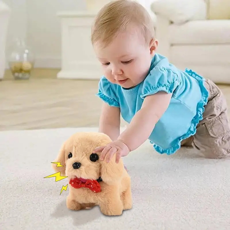 Electric Puppy Toy Tail Wagging Head Nodding Battery Operated Interactive Dog Doll Electronic Stuffed Animals Dog For Boys And