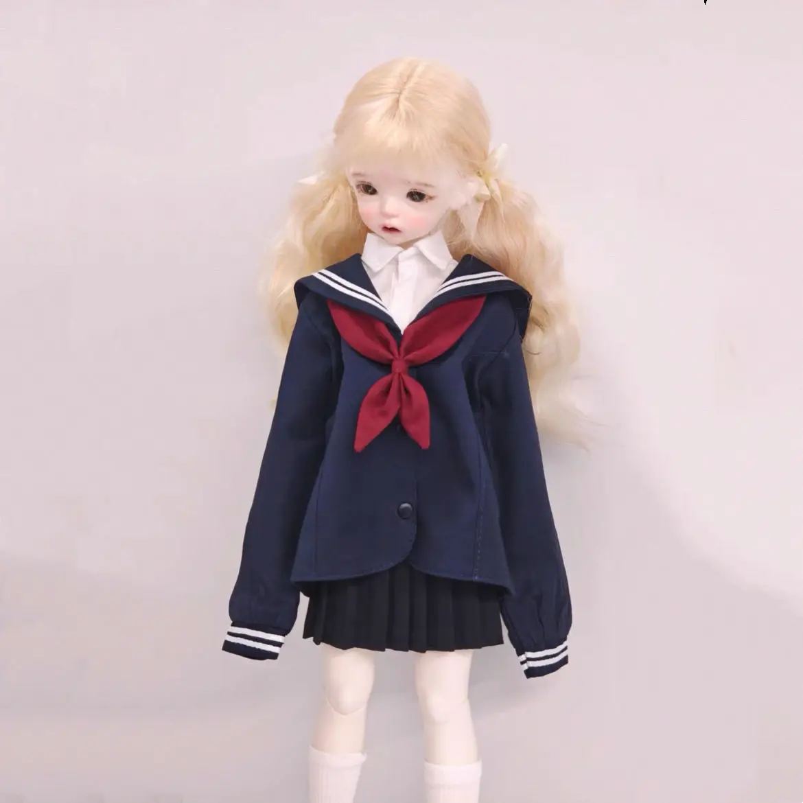 1/4 Doll's Clothes Suit for 45cm Bjd Doll Sailor Collar Set Girl Toys Dress Up Play House Gift Fashion Doll Accessories, No Doll