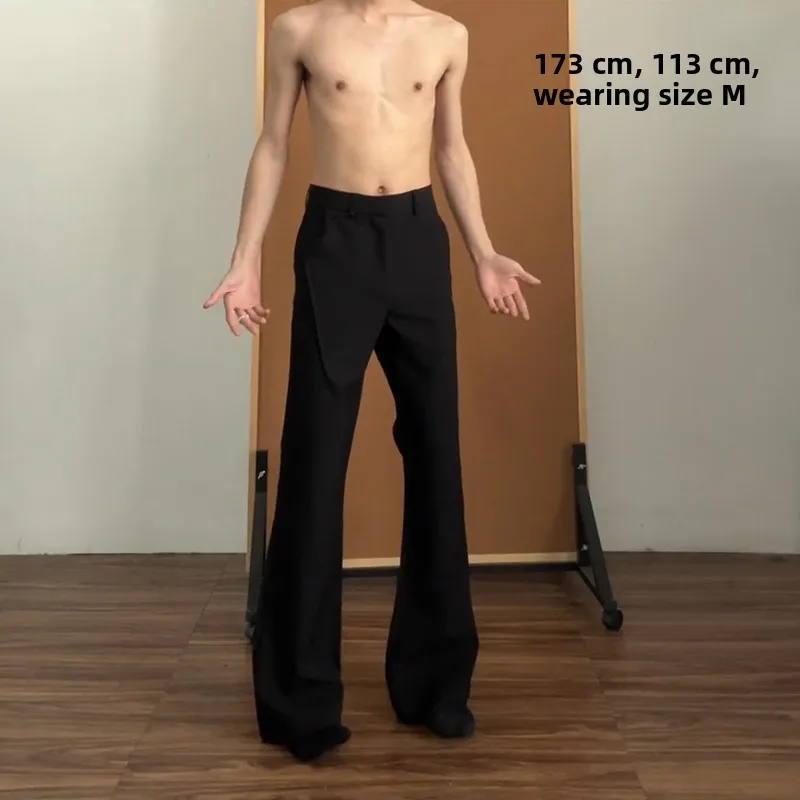 

Cleanfit Bla Men's High Street Knife Pleat Trousers Summer Straight Leg Pants Drapey High-End Feelings Casual Polyester Fiber