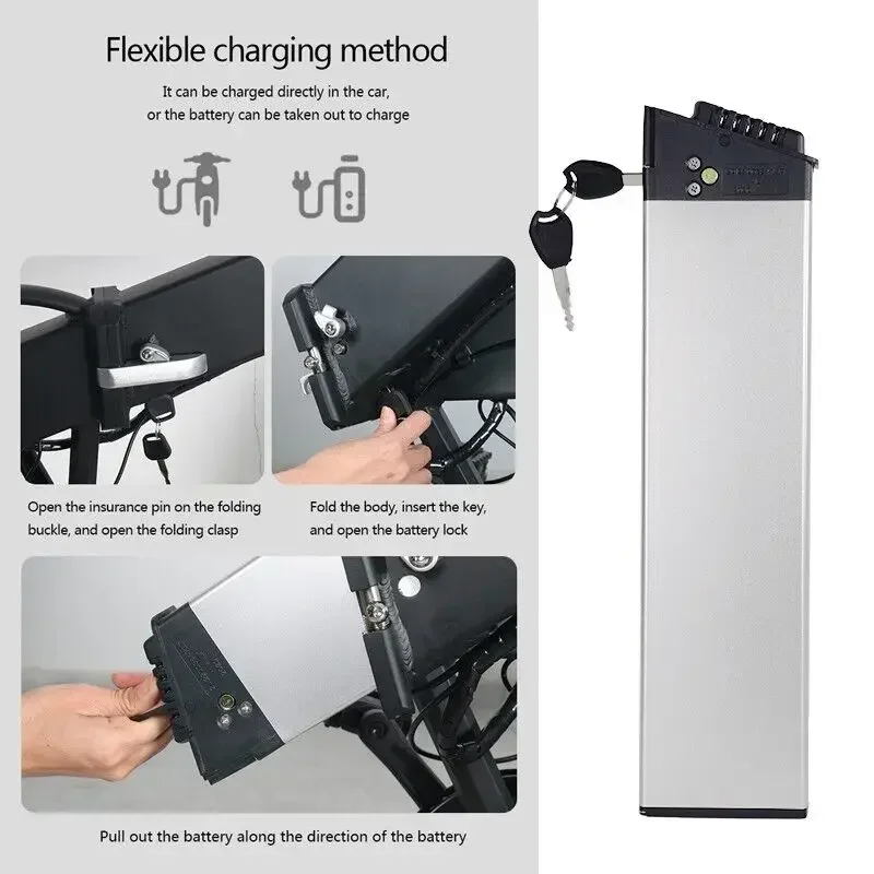 

48V 10Ah 14Ah Li-ion Folding Ebike Battery Pack, 18650 Rechargeable for Samebike LO26 20LVXD and 500W 750W Electric Bicycle