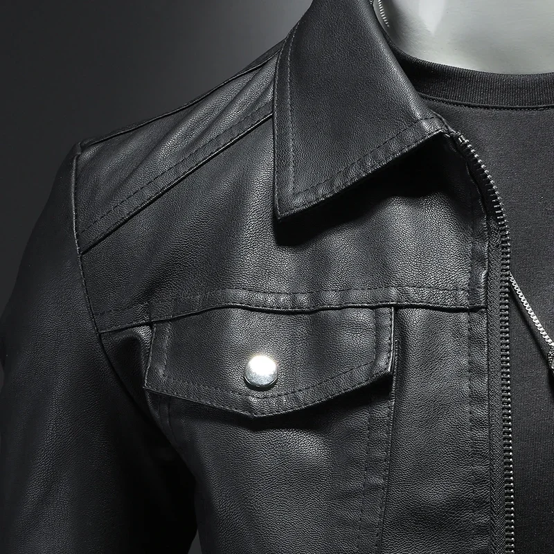 Blouson aviateur de moto en cuir PU pour hommes, personnalisé, vêtements à la mode