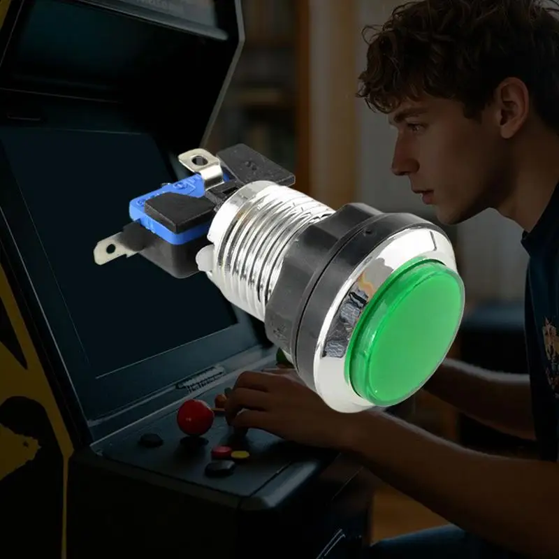 아케이드 게임 콘솔 버튼 아케이드 기계용 소형 은도금 푸시 버튼 성인용 가을 방지 게임 용품 소년 및