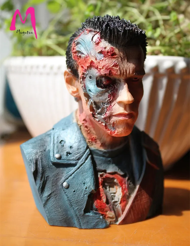 Terminator Bust Statue for Desk Decoration, Bust Statue, Statue Toy, Battle Damage Collection, Terminator, T800, 1:4, 24cm, New